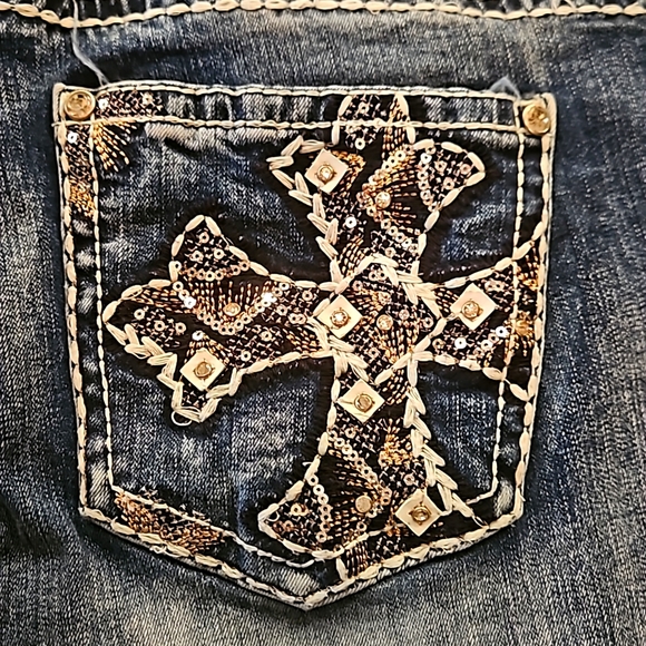 "ANTIQUE RIVET" Low- rise Bootcut BEAUTIFUL DENIM DESIGNER STRETCH !! JEAN 16W - Picture 7 of 10